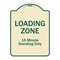 Signmission Designer Series-Loading Zone 15 Minutes Standing Only, 24" x 18", TG-1824-9833 A-DES-TG-1824-9833 - alternate 1